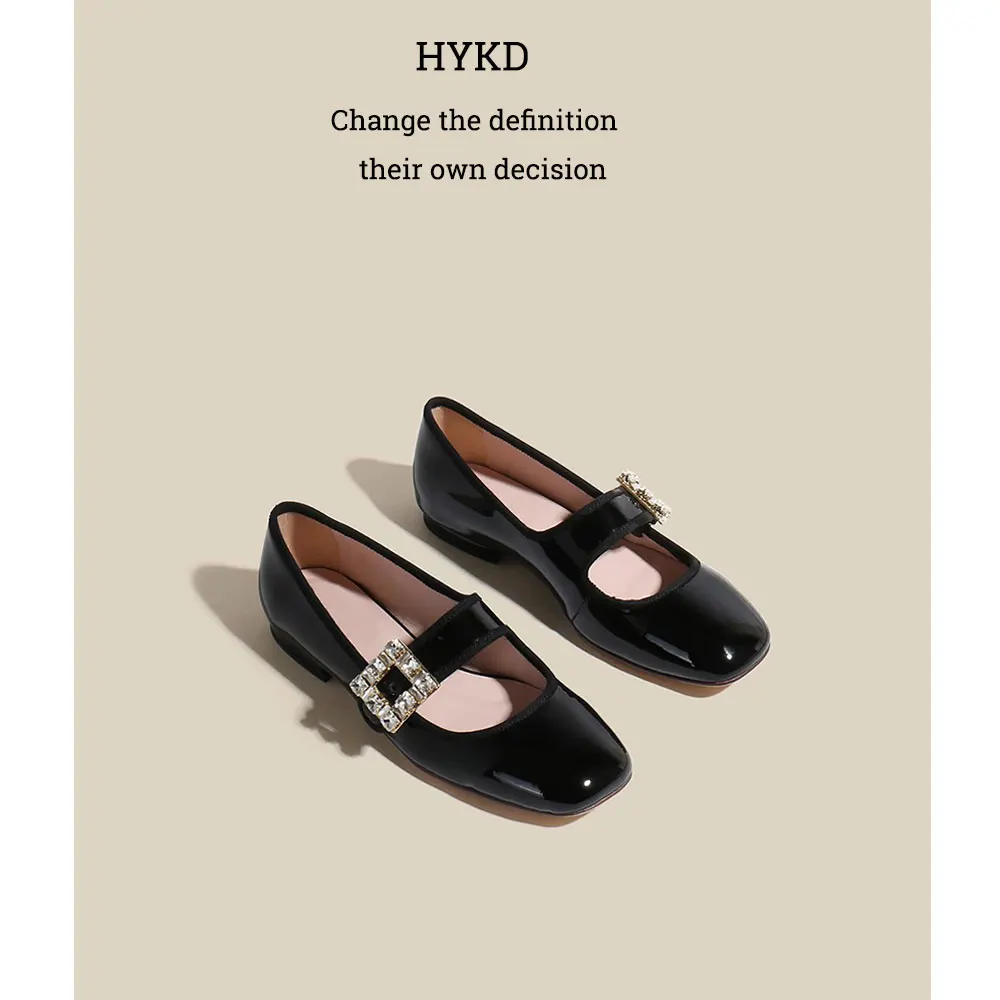 

【HYKD】Mary Jane flat shoes spring and Autumn women's new round head rhinestone ballet small fragrance single shoes