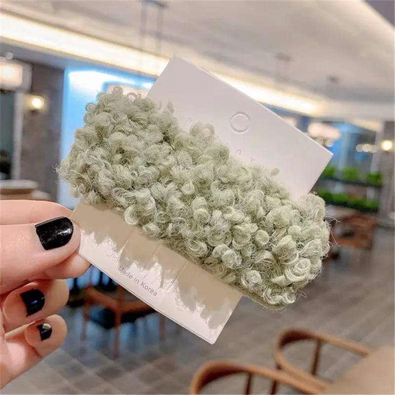 8.5cm Green01 M MISM плюшевые зимние заколки для волос женские капли BB заколки для волос шерстяные заколки для волос для девочек модные заколки для волос с буквенным принтом аксессуары для волос - Цвет: 8.5cm Green01