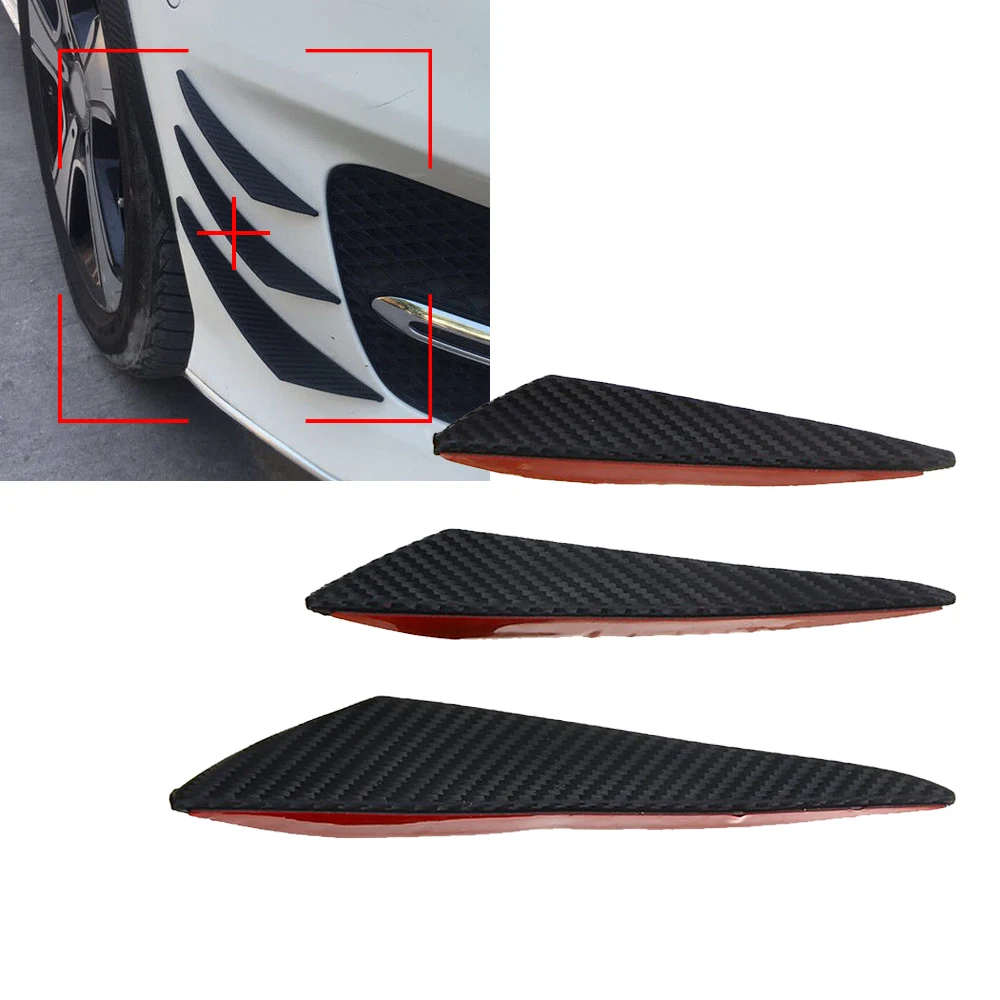 Купи 6Pcs Black Carbon Fiber Universal Spoiler Fins Refit Car Vehicle Front Bumper Lip Splitter Canards Accessories за 854 рублей в магазине AliExpress