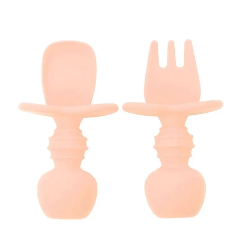 

Baby Feeding Spoon Fork Set Soft Silicone Feeding Flatware Safe Training Spoon