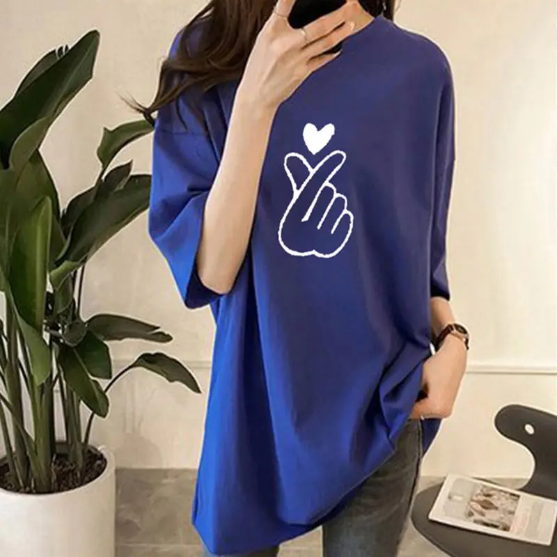 Летние модные футболки с принтом свободная футболка коротким рукавом топы