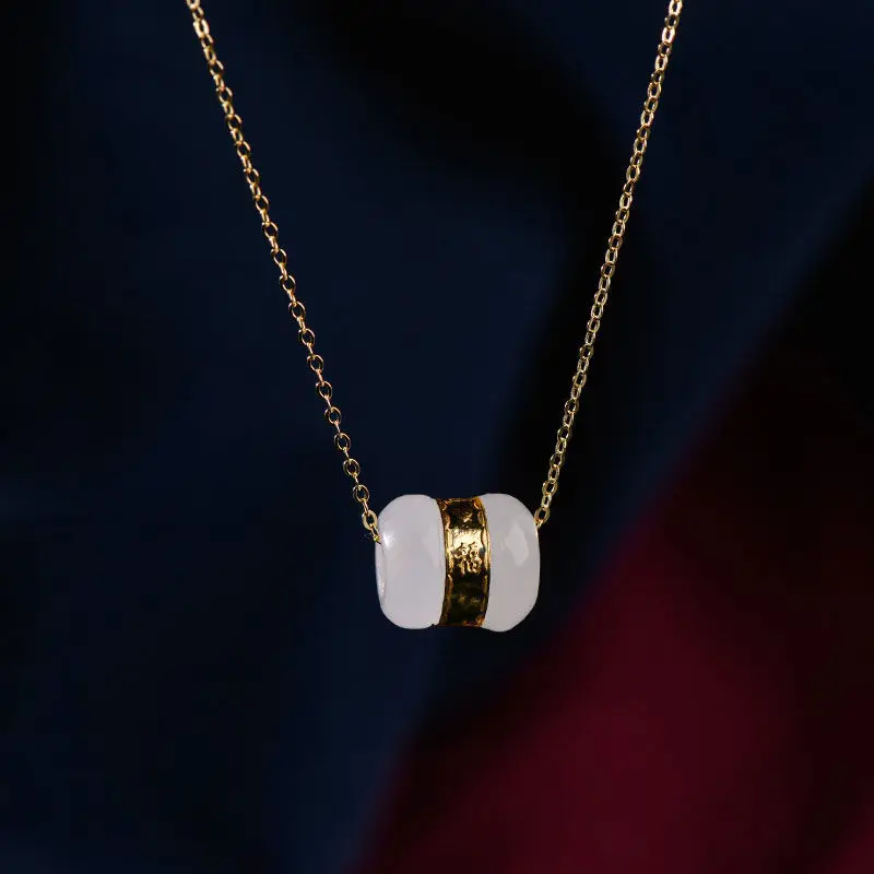 

Natural Hetian white jade pendant necklace Chinese style retro Bohemian elegant small women's brand jewelry