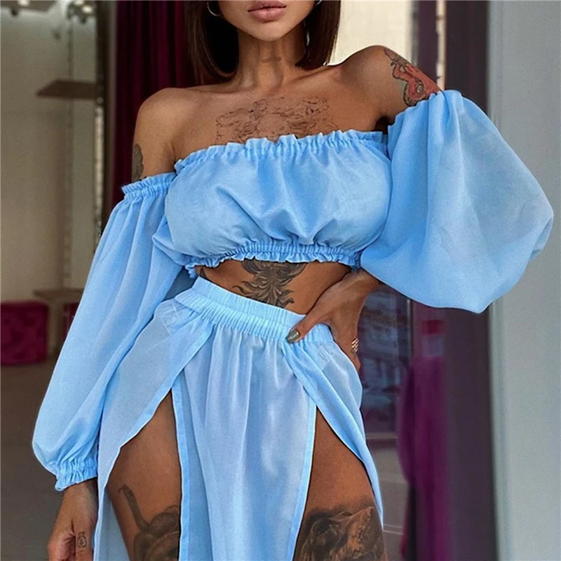 

2021 Fashion Bikini Ladies Beach Cover Up Swimsuit Two Piece Dress Swimwear Women Summer Bathing Suit Solid Color Wear Tunics