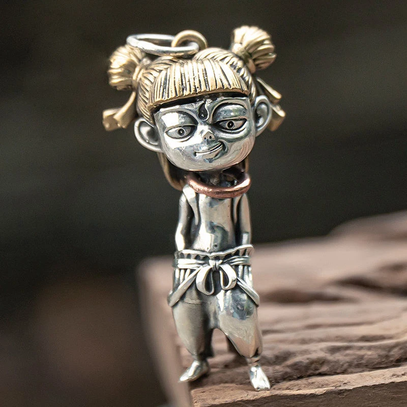 

Кулон Nezha в стиле ретро для мужчин и женщин, цепочка с простым кулоном, универсальная бижутерия, аксессуары