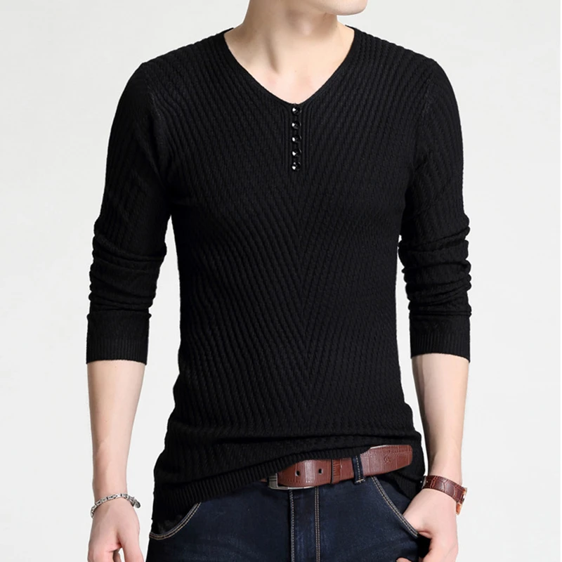 Мужской свитер осень 2020 Повседневный пуловер верхняя одежда с пуговицами v