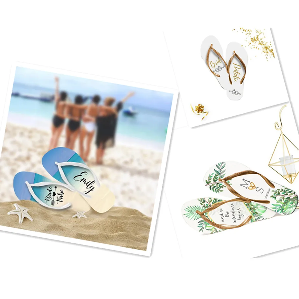 Шлепанцы Mr & Mrs с индивидуальным именем и цветочным рисунком для свадебных