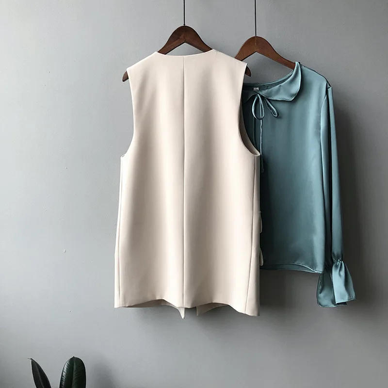 2019 Осень Новый женский жилет пальто с отложным воротником джинсовый топы для