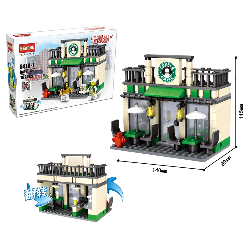 Kawaii Mini Street City 3D Retail Store Cafe Apple Lepinblocks McDonald KFCE Educational Building Block Toy for Kid Lepining images - 6