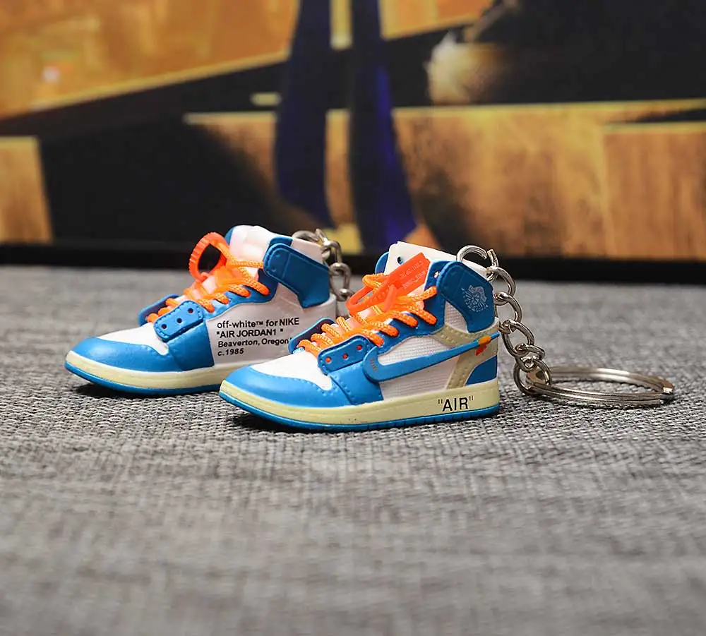 a pair w metal ring Дропшиппинг тапки обуви брелок 1 3D мини-кроссовки "OW CHICAGO" Спортивная обувь тапки брелки - Цвет: a pair w metal ring