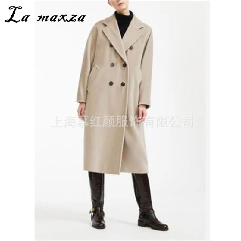 

2019 Winter Elegant Vintage Ladies Coat Oversize Cashmere Casual Loose Double Breasted Women Coat