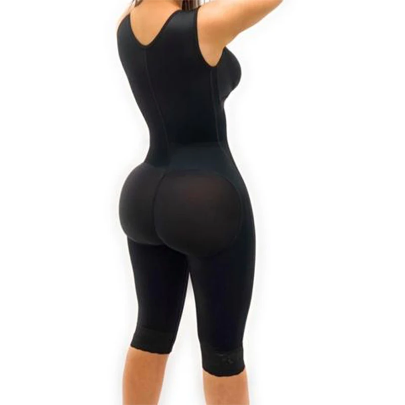 V Neck Sleeveless Knee Length Shapewear Bra Fajas Colombianas  Wide Shoulder Straps Butt-Lifting Bodysuit For Women