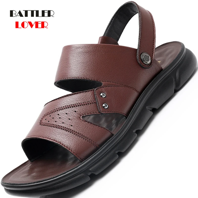 

2020 New Men Genuine Leather Sandals Summer Beach Footwear for Male Sandalies Man Fashion Outdoor Casual Sneakers