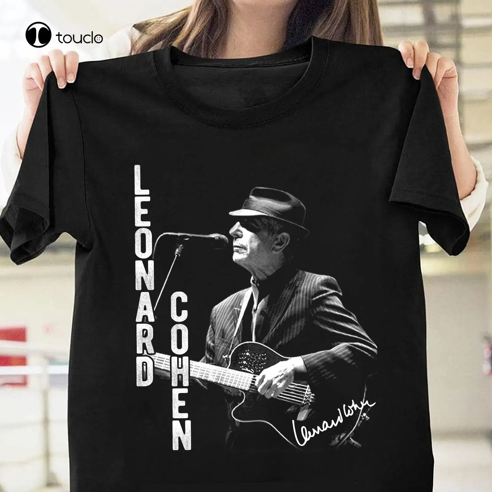 

Leonard Cohen Playing Guitar Music Lover Fan Unisex T Shirt Cotton S-3Xl Black
