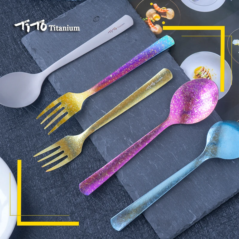 Titanium Spork Longhandle походная Титановая Ложка Вилка Portabale столовые приборы кемпинговая