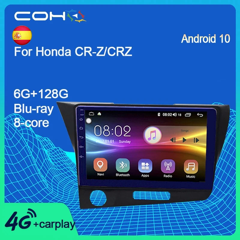 Автомобильный мультимедийный плеер COHO для Honda CR-Z CRZ Android 10 0 8-ядерный 6 + 128 ГБ |
