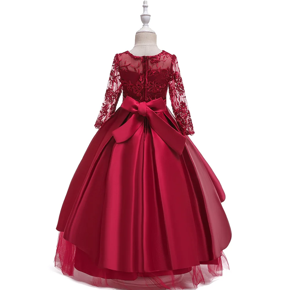 

Flower Girl Bead Decoration Long Dress 2019 New Girl Wedding Party Exchange Dress Ball Beauty Sexy Shoulder Dress