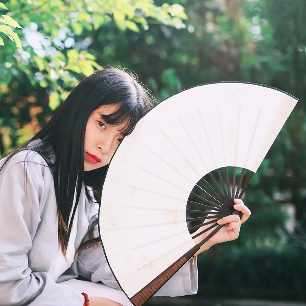 

Silk Cloth Blank Chinese Folding Fan Wooden Bamboo Antiquity Folding Fan For Calligraphy Painting A Perfect Gift
