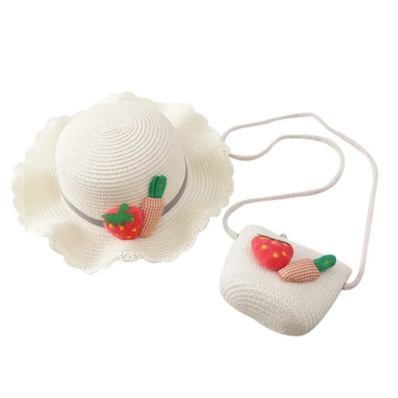 Летняя милая детская шапочка комплект из 2 предметов Пляжная соломинка с узором