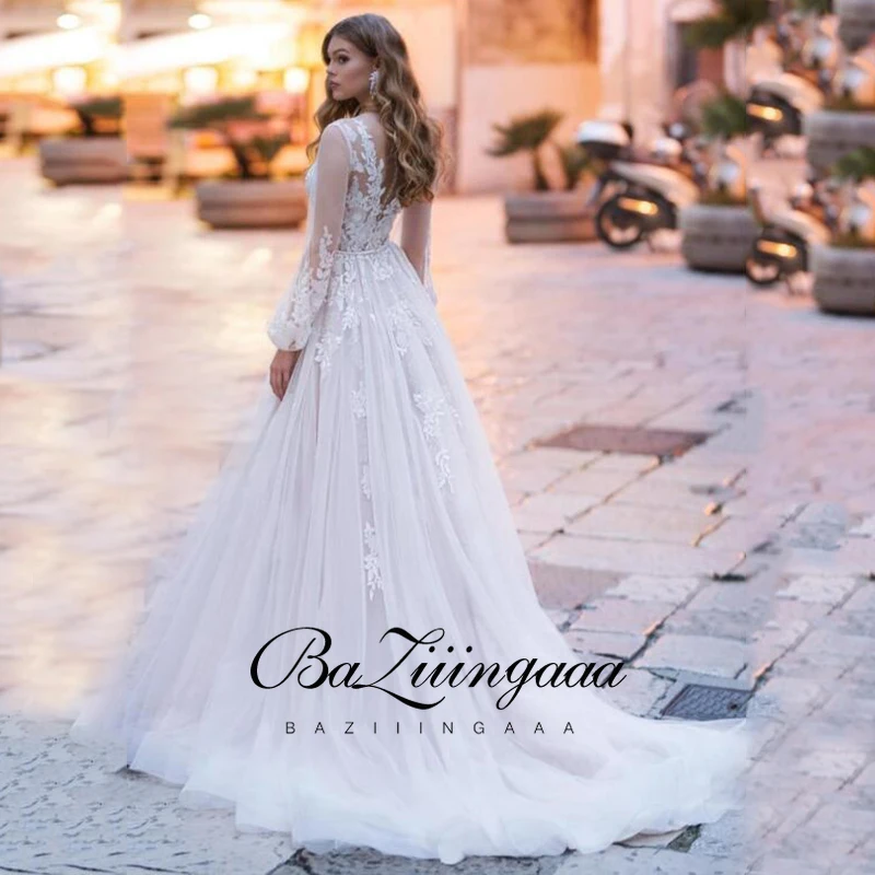 

BAZIIINGAAA Simple Wedding Dress Lace Little Beading Strapless Dress Luxury WeddingGowns Bridal Can Be Washed Bride Dresses