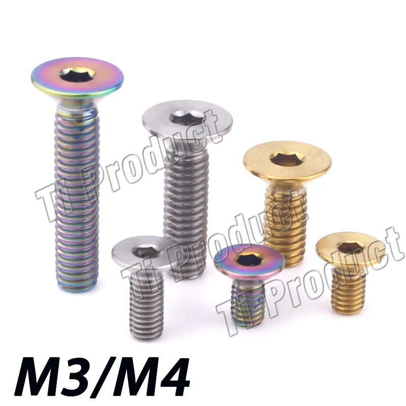 4 шт. титановые болты M3 M4 * 6 8 10 15 мм и 20 потайные шестигранные винты Ti с плоской