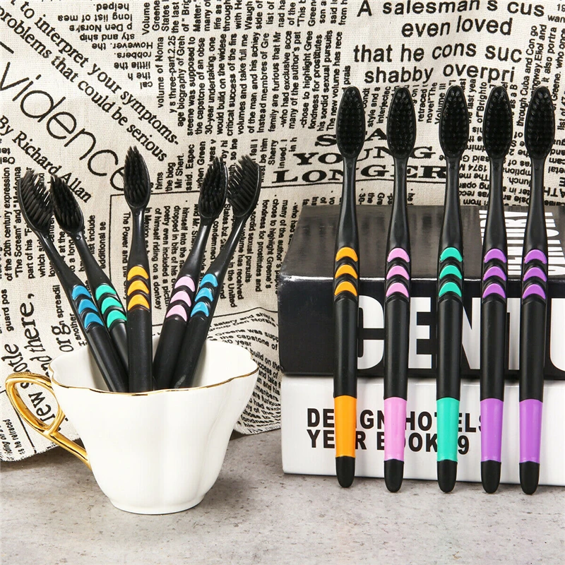 10Pcs Soft Family Bamboo Toothbrush Set Charcoal Adult Clean Care Gums Fine Hair Home Healthy Teeth Cleaning Brush Xmas Gift | Красота и