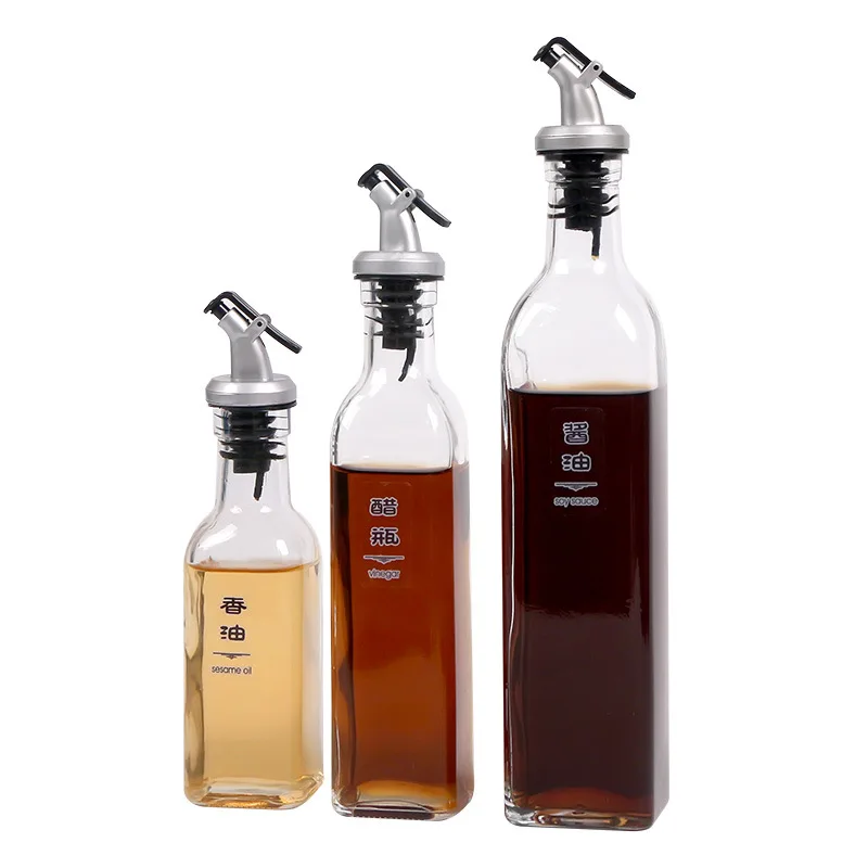 3Pcs Soy sauce vinegar oil bottle kitchen supplies household glass tank stainless steel leak proof | Дом и сад