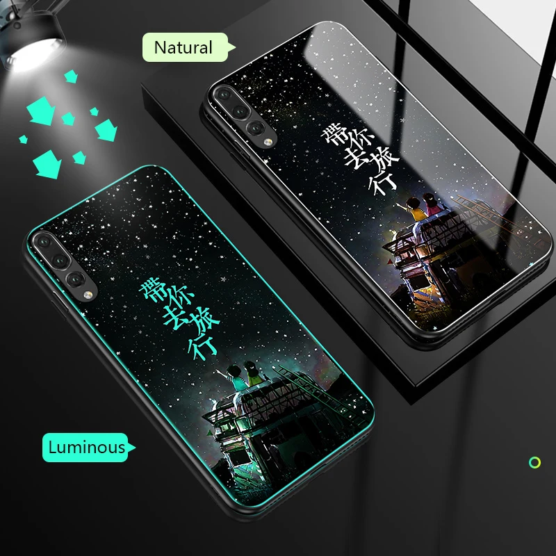 Светящийся чехол для телефона huawei Honor Play 20 Pro 10 9 8 Lite 8X Max для mate 20 P30 P20 Lite Pro для Nova 3 чехол из закаленного стекла