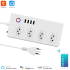 Сетевой удлинитель Tuya Smart, с поддержкой Wi-Fi, 4 USB-порта