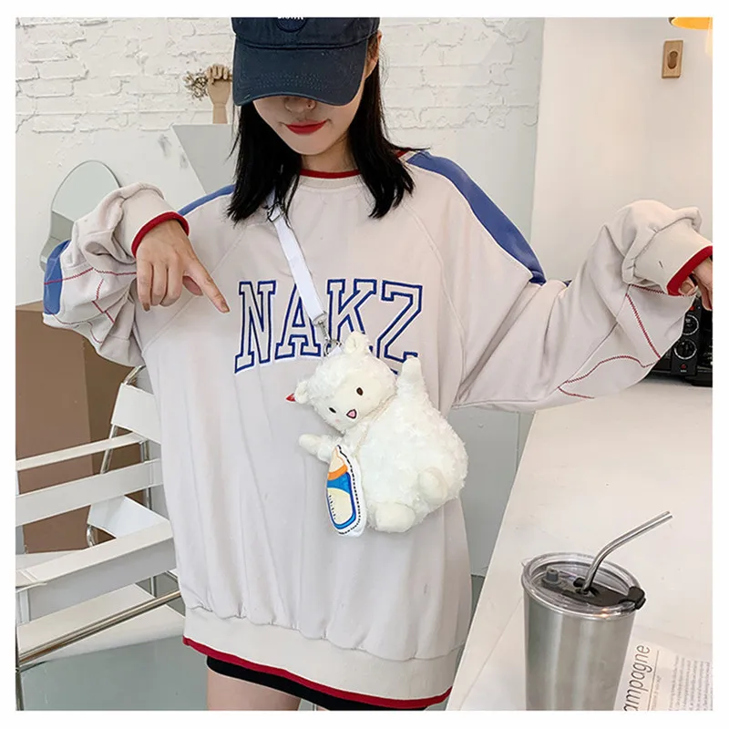 

Girls Plush Lamb Sheep Toy Bag Fashion Cute Japanese Women Fur Kawaii Messenger Bags Causal Crossbody bags Korea Style