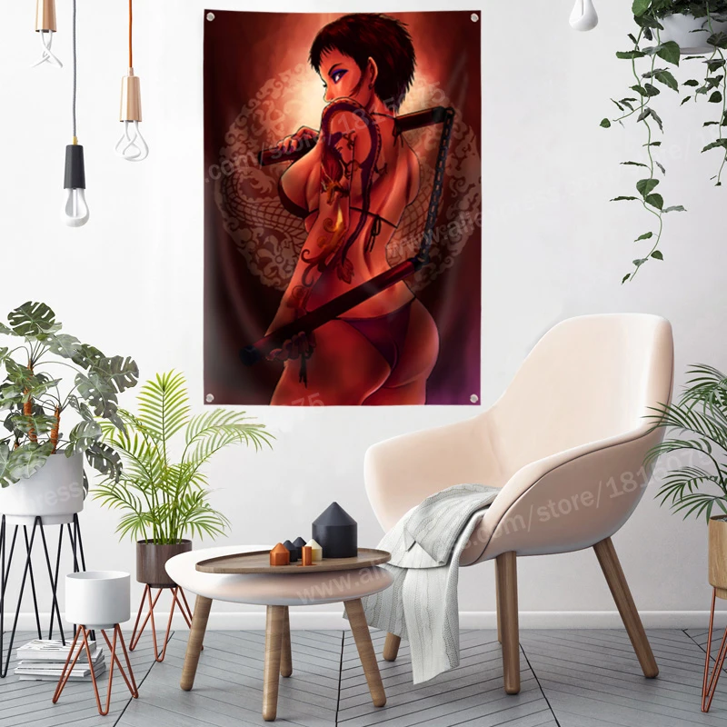 Флаг Татуировка баннер Nunchakus Sexy Lady Beauty And Art украшение для дома подвесной флаг 4