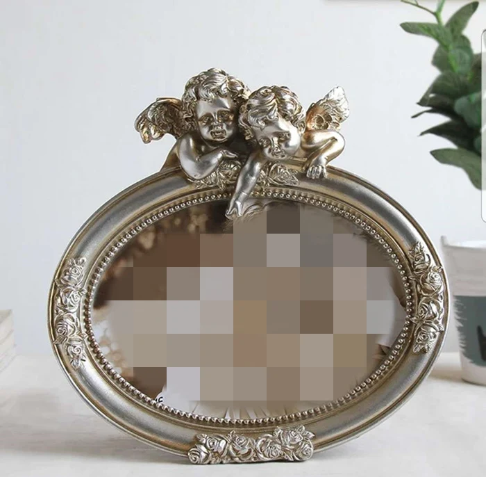 7 inch silvery oval Ретро фоторамки золотистого цвета, семейные свадебные фоторамки для пар, Фоторамки из смолы, стеклянные рамки для домашнего декора, овальные прямоугольные - Цвет: 7 inch silvery oval
