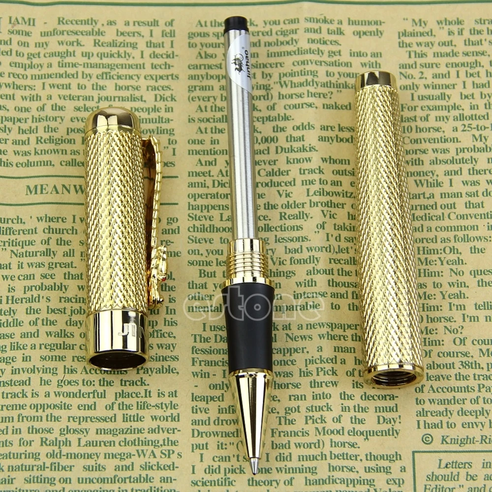 Лучший Noblest Jinhao 1200 Дракон Клип Шариковая ручка Полный Золотой канцелярские