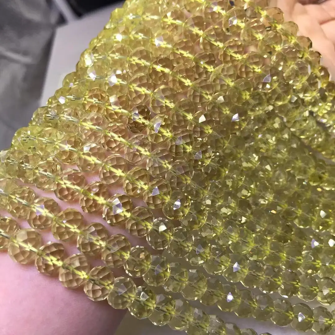 Бусины россыпью лимон кварц круглый граненый 8/10 мм оптовая продажа для