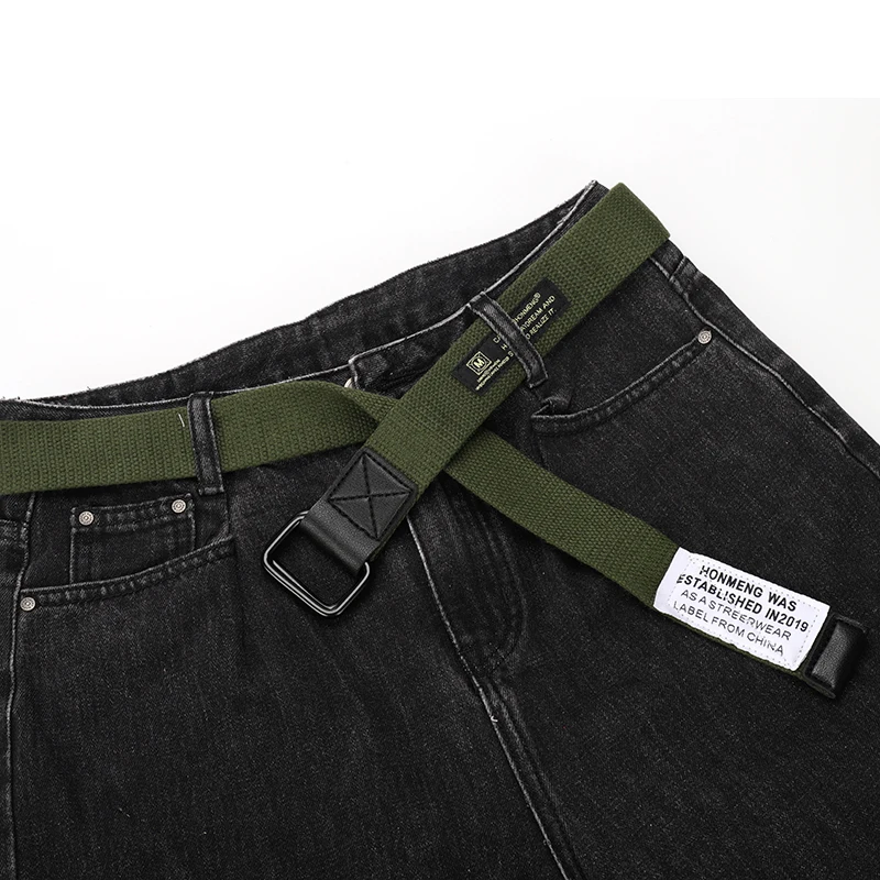 Унисекс Холщовый ремень двойное кольцо пряжка военный пояс Повседневная мода