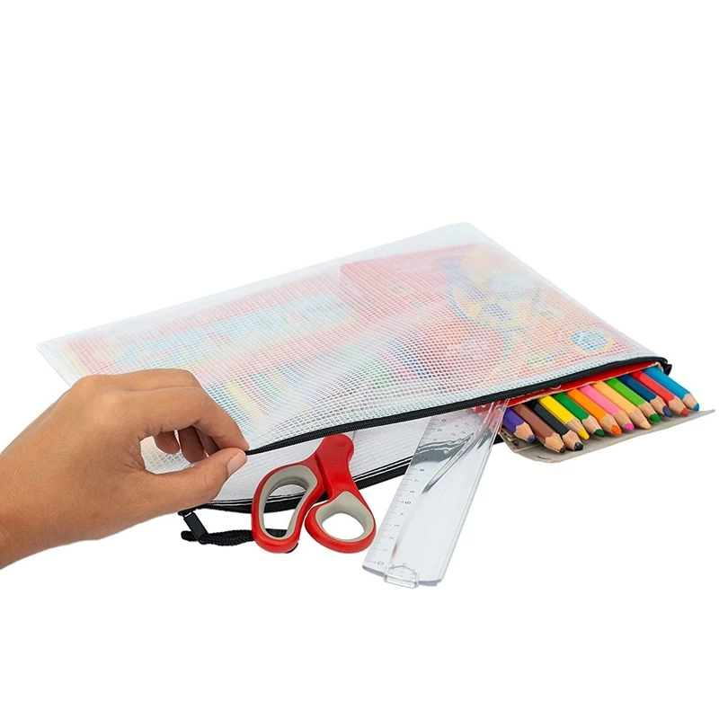 

30 Packs Mesh Zipper Bag File Bag A4 Waterproof File Bag for School Office Supplies