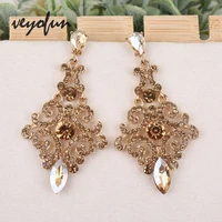 veyofun high quality crystal rhinestone drop earrings vintage hollow party dangle earrings jewelry for woman gift new wholesale