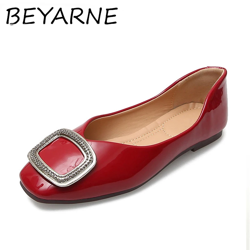 BEYARNE/женские балетки из лакированной кожи на плоской подошве Лоферы с квадратным