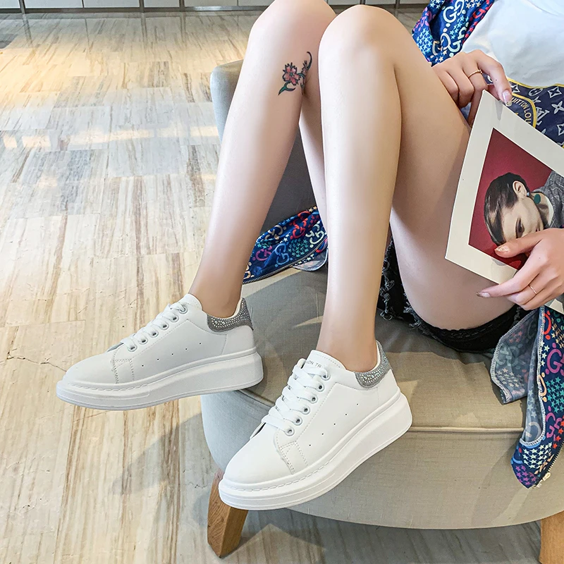 

Sneakers Women White Shoes 2021 Fashion Rhinestone Decoration Ladies Vulcanized Shoes Platform Sneakers Women Zapatillas Mujer