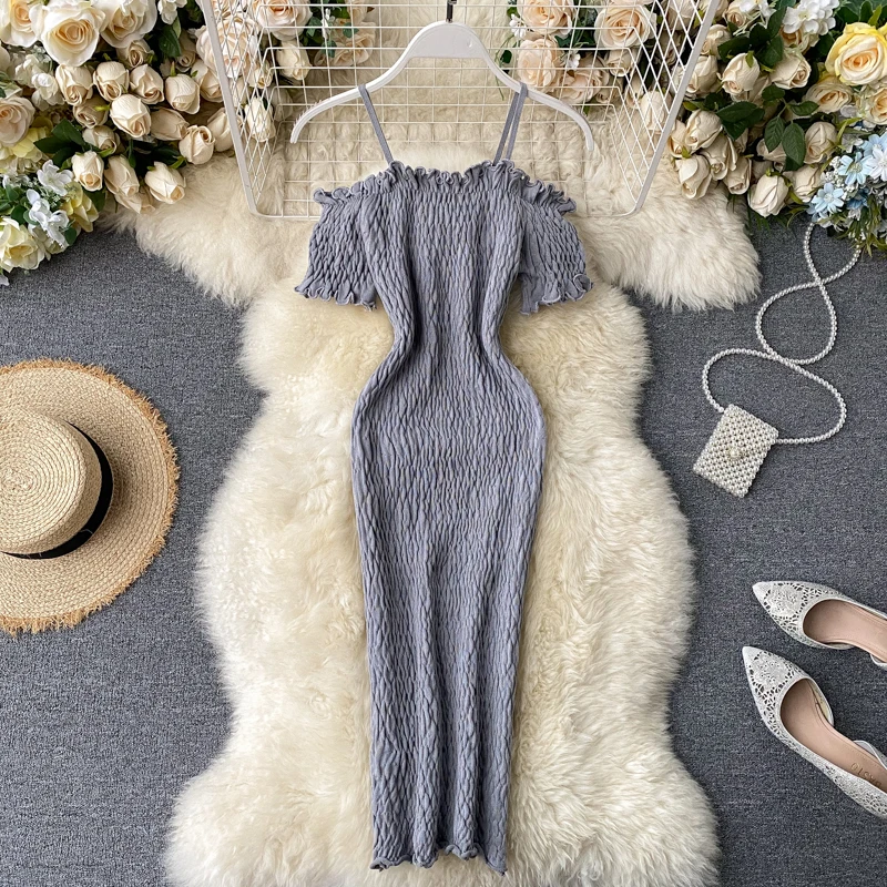 Женское трикотажное платье SINGRAIN облегающий сарафан с эластичной талией и