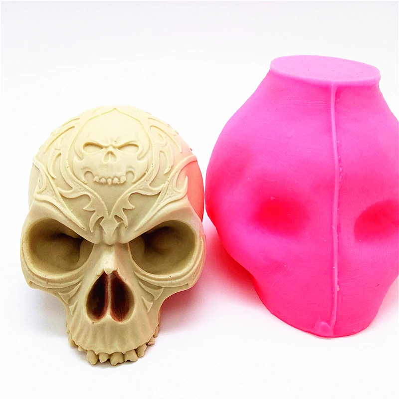 

Innovative 3D lace skull head silicone mold plaster mold resin chocolate candle candy mold free shipping