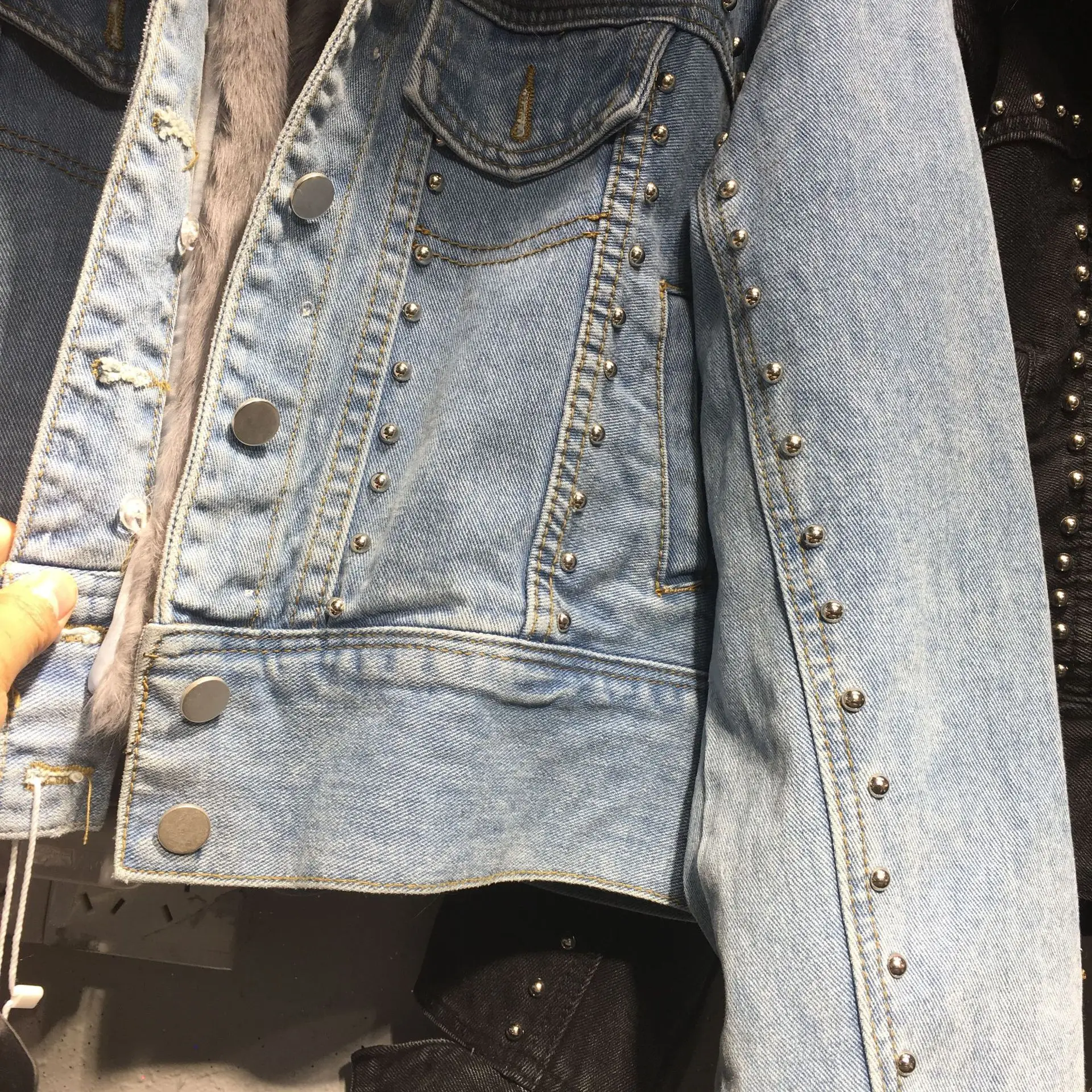 River Punk Denim Jacket Women Winter Warm Fur Coats Fashion Streetwear Goth Jeans Jackets and Lady Outerwear |