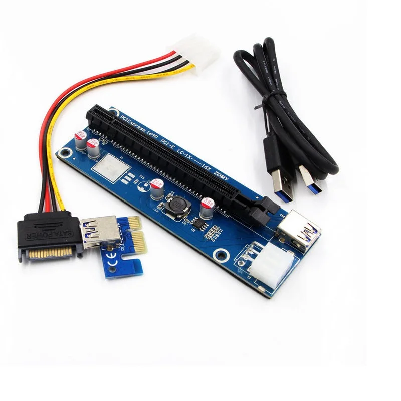 4 комплекта PCI-E Express USB3.0 1x to16x Райзер-карта адаптер SATA кабель питания печатная