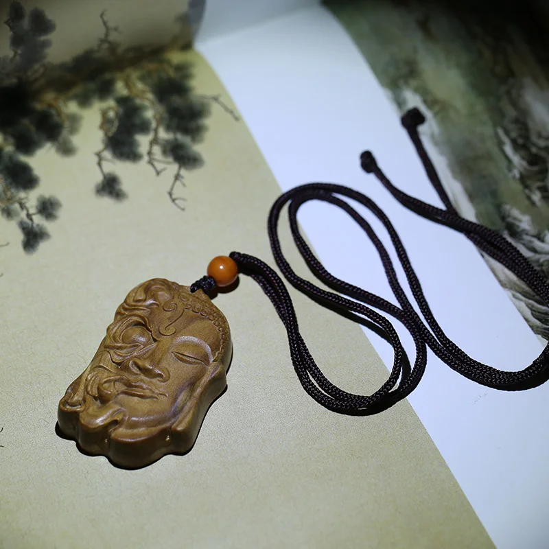 Мужской кулон из цельного дерева в виде дьявола и Будды|Статуи скульптуры| |