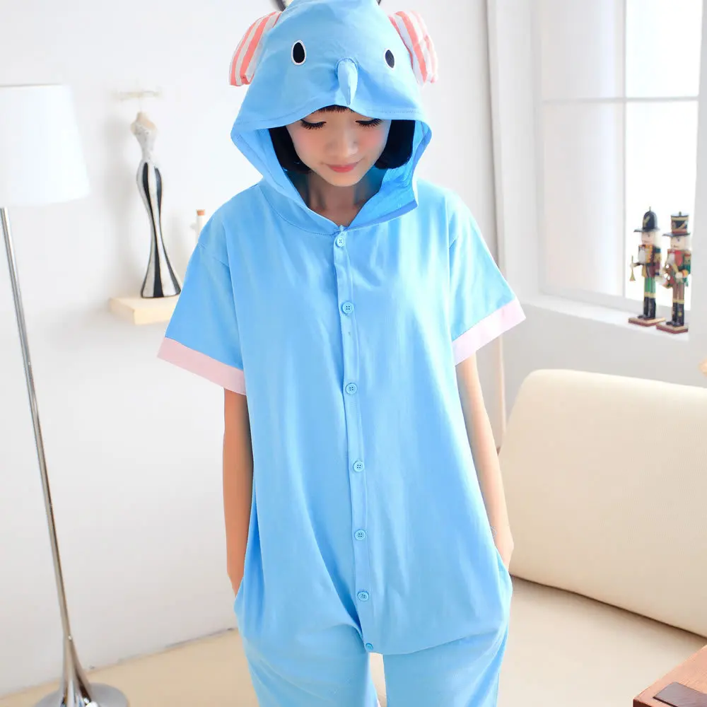 

Unisex Summer Onesie Animal Pijama Anime Sleepwear Cotton Jumpsuit Pajamas Adults Pyjama Party pjs women set Elephant
