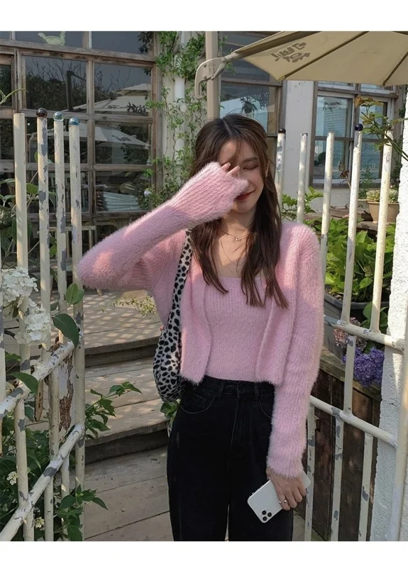 Белый женский свитер кардиган Женское пальто в Корейском стиле свободная