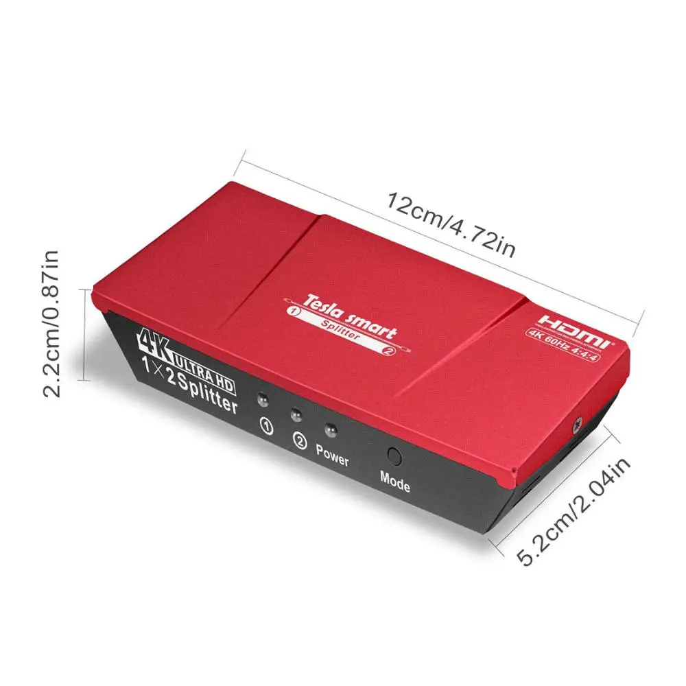 Tesla smart HDMI сплиттер 1x2 HDMI 2 порта разветвитель 4 k@ 60 Гц Высокое качество с адаптером питания HDMI HDTV DVD PS3 Xbox