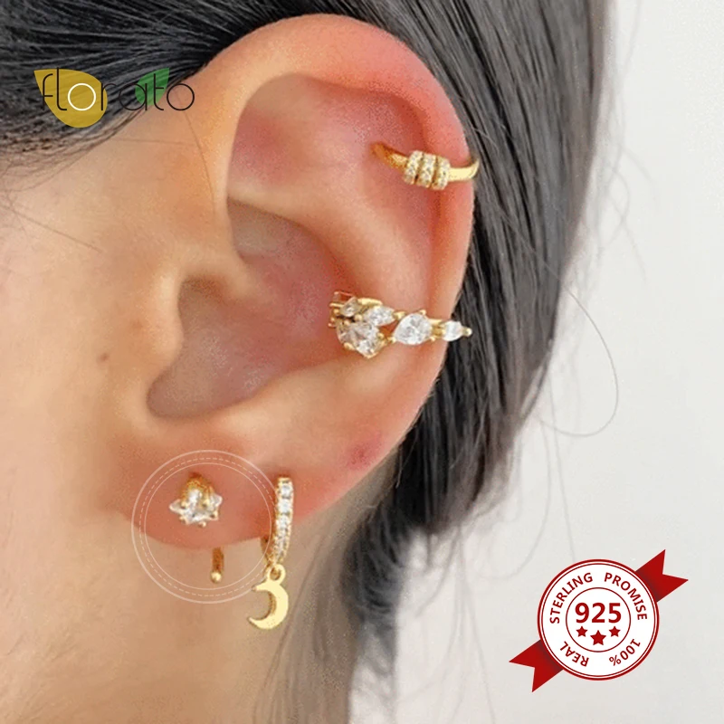 

925 Sterling Sliver Geometric Smooth Hoop Earrings For Women Small Open Huggies Hoops Ear Piercing Earrings Jewelry Pendanties