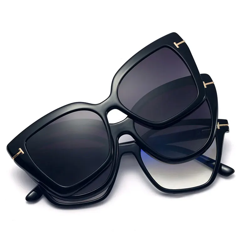 

Квадратная ацетатная Женская оправа для очков с защитой от синего света, кошачий глаз, магнитные поляризованные линзы, роскошная брендовая ...