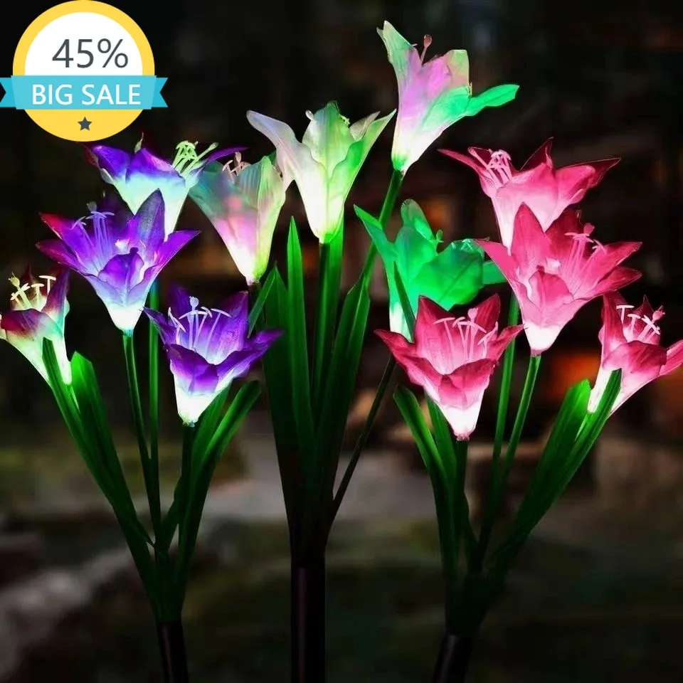 

Led Solar Powered Lights Flower Lights Outdoor,Waterproof, Multi-Color Outdoor Lamp for Garden Patio Yard Pathway Decoration