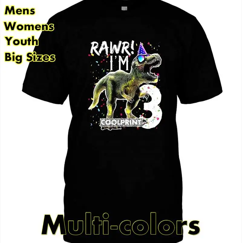 

Футболка мужская оверсайз с рисунком динозавра, модная рубашка с оригинальным графическим рисунком для детей, модель I m 3, день рождения